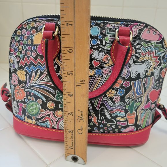 DOONEY & BOURKE Small Red Printed Leather Handbag Crossbody Bag - Picture 9 of 16